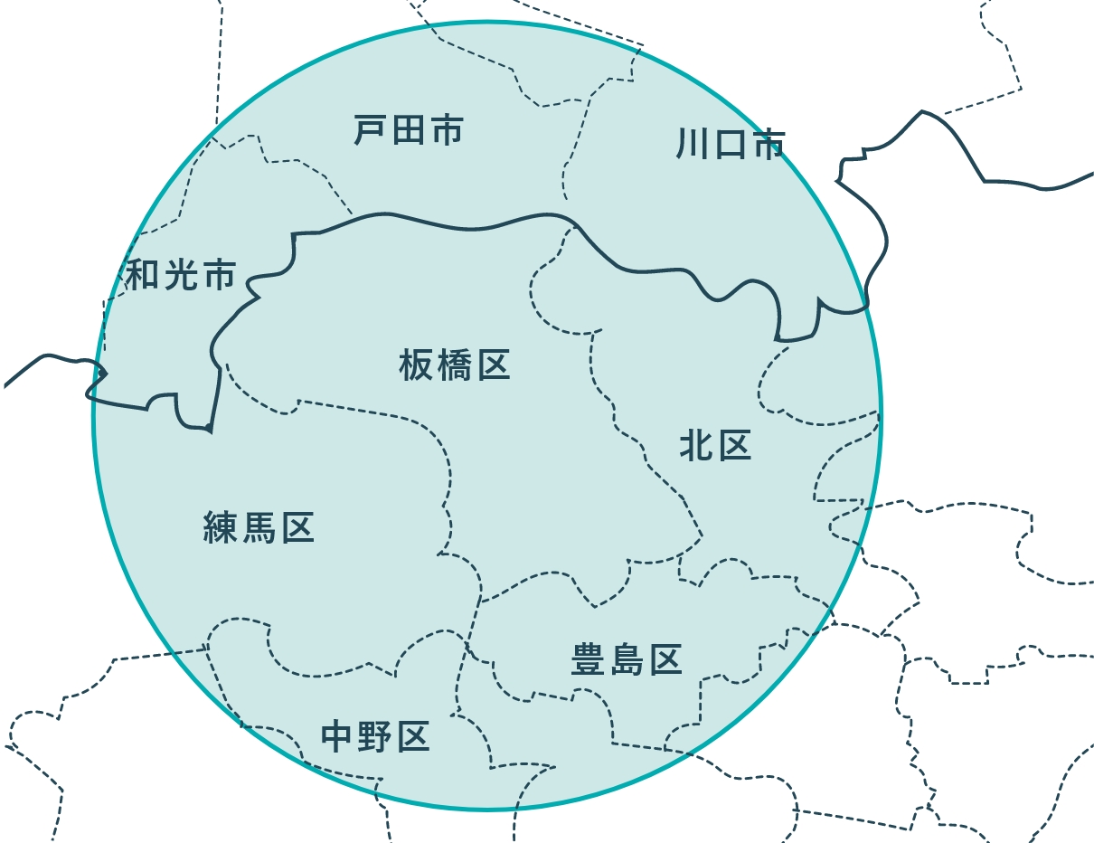 訪問診療の対象エリア地図